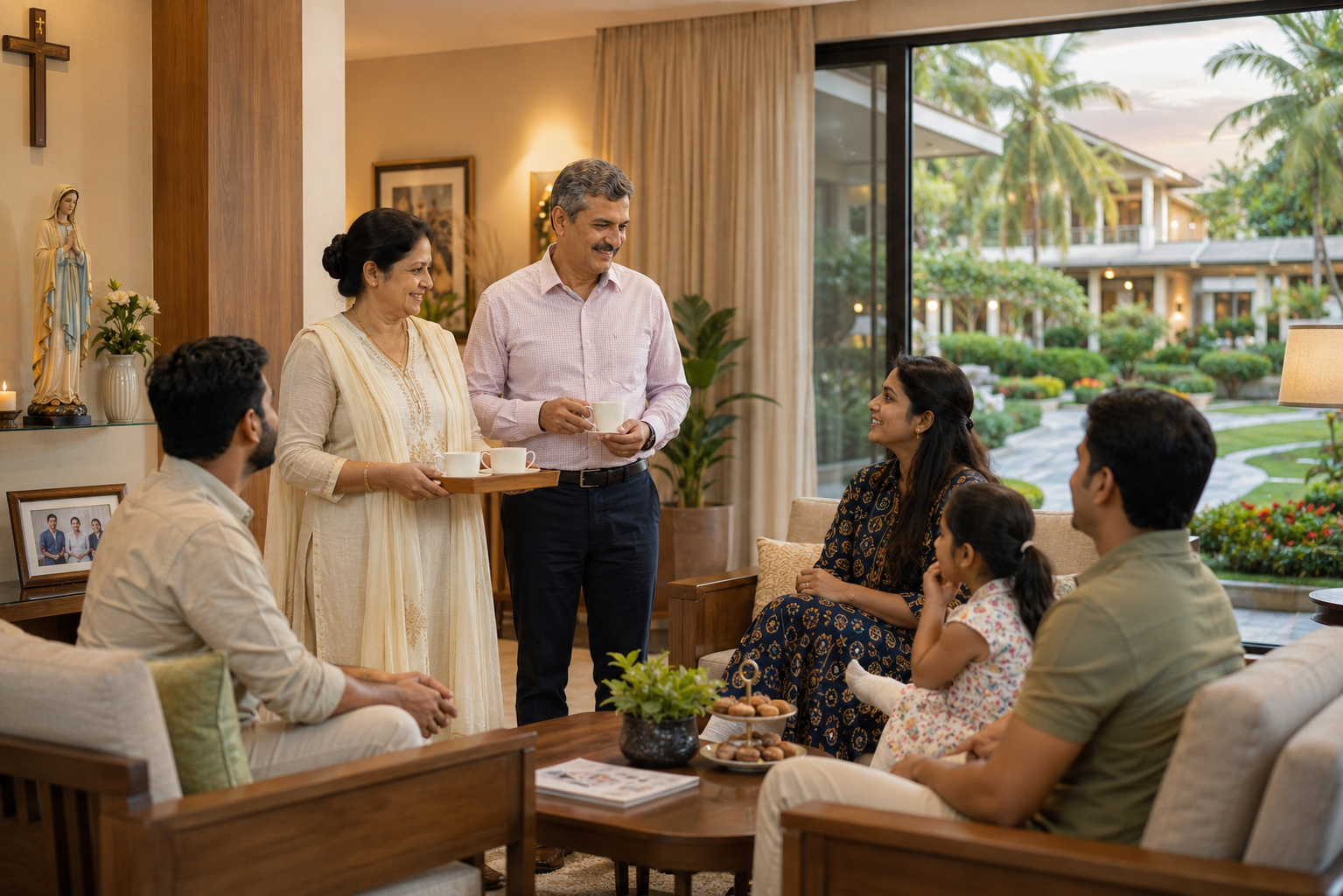 Family enjoying quality time at estate