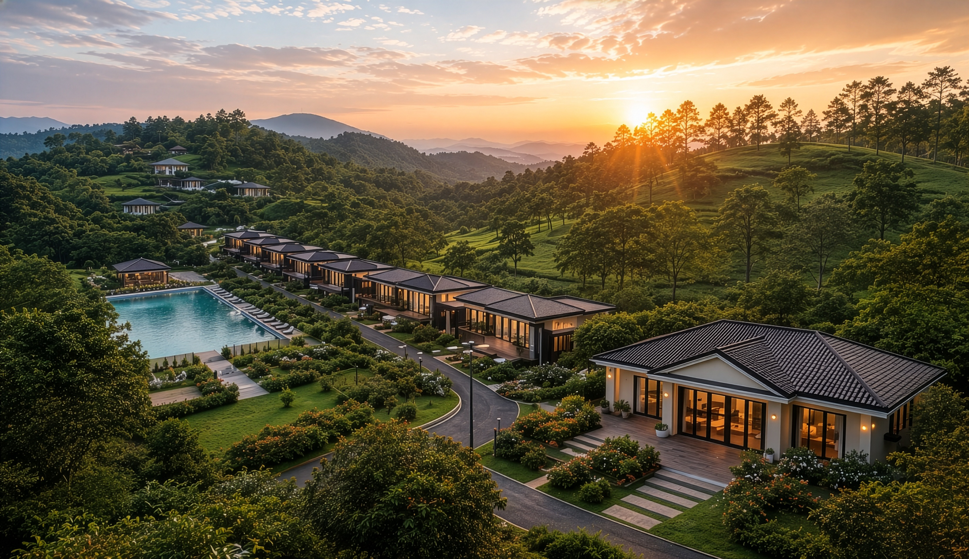 Mater Maria Villas at sunset